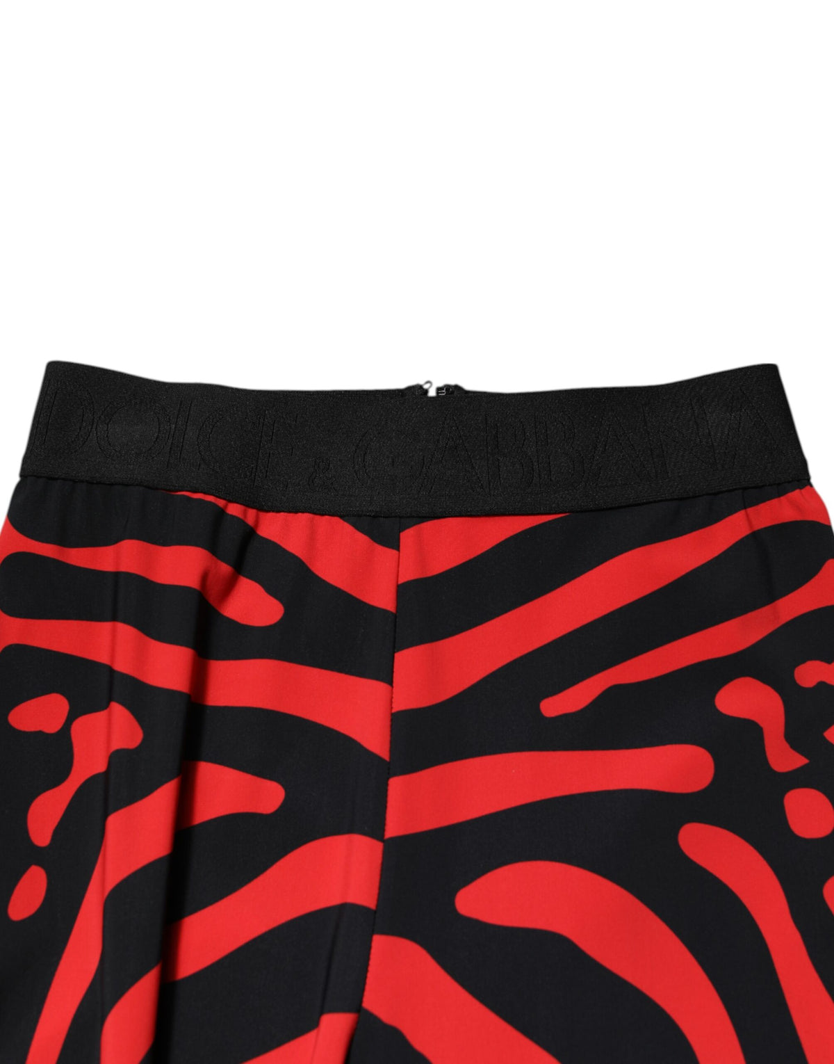 Dolce & Gabbana Black Red Nylon Logo Waisted Leggings Pants