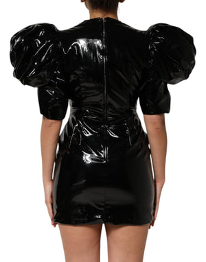 Dolce & Gabbana Black Bodycon Sheath Puff Sleeve Mini Dress