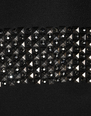 Dolce & Gabbana Black Crystal Embellished Collared Mini Dress