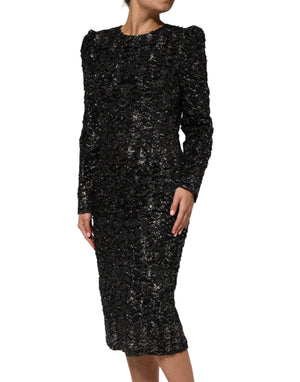 Dolce & Gabbana Black Sequin Bouclé Tweed Sheath Dress