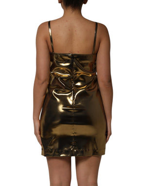 Dolce & Gabbana Metallic Gold Sleeveless A-line Mini Dress