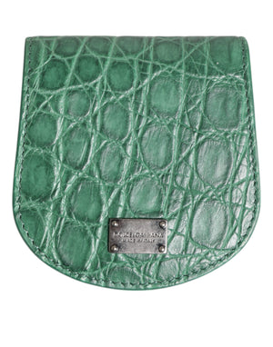 Dolce & Gabbana Green Exotic Skin Coin Condom Case Holder Pocket Wallet