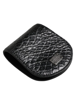 Dolce & Gabbana Black Exotic Skin Coin Condom Case Holder Pocket Wallet
