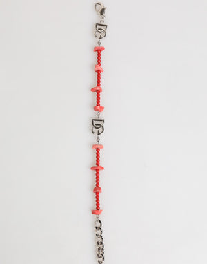 Dolce & Gabbana Silver Tone Brass Beaded Resin DG Logo Chain Men Bracelet