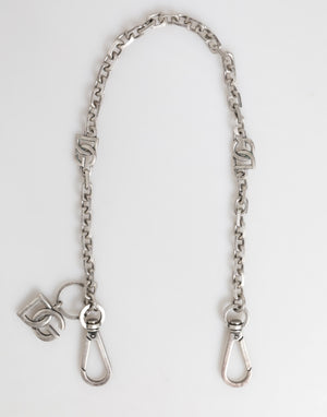 Dolce & Gabbana Silver Tone Brass DG Logo Detailing Chain Men Necklace