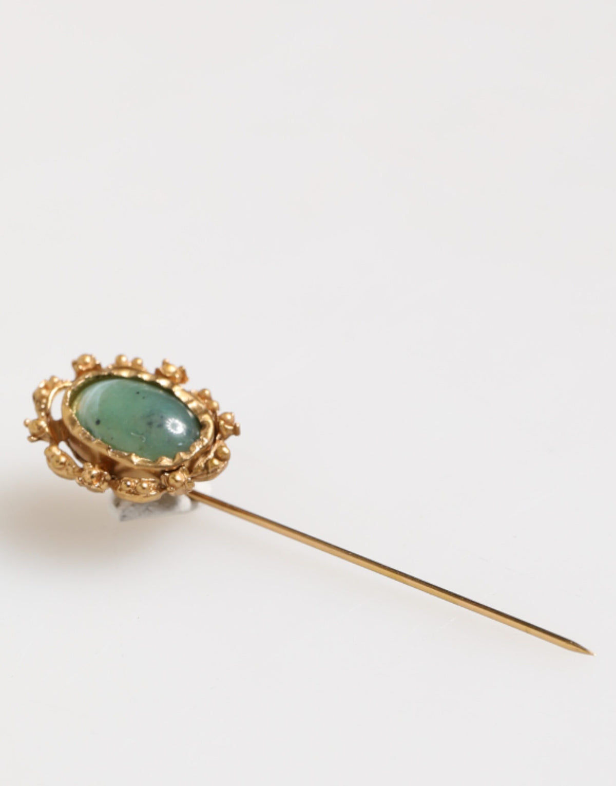 Dolce & Gabbana Gold Tone Green Stone Antique Men Accessory Brooch Pin