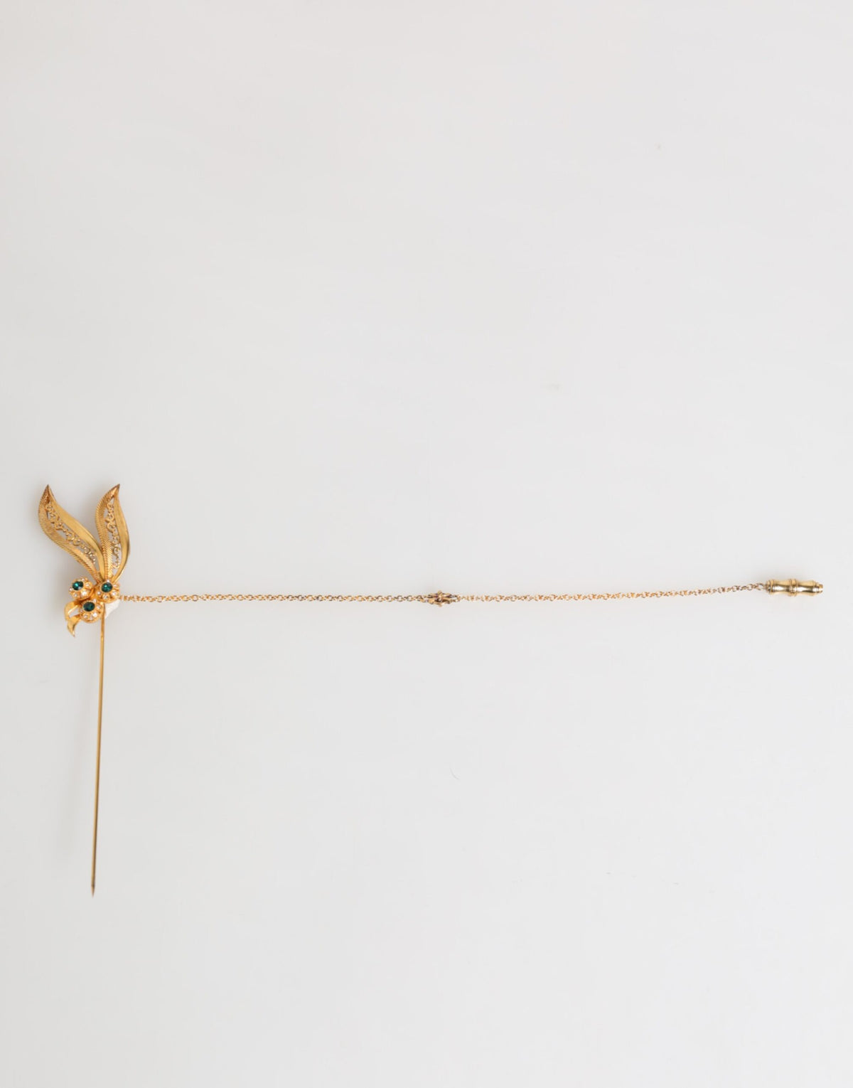 Dolce & Gabbana Gold Tone 925 Sterling Silver Crystal Chain Pin Brooch