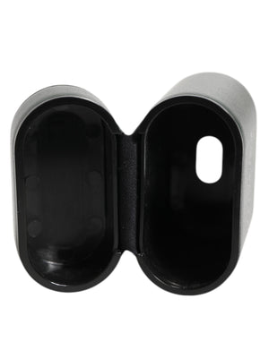 Dolce & Gabbana Black Leather Logo Print Flip Holder Men Airpods Case