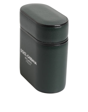 Dolce & Gabbana Black Leather Logo Print Flip Holder Men Airpods Case