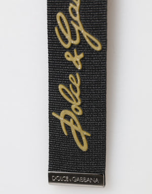 Dolce & Gabbana Black Yellow Polyester DG Logo Silver Keychain Keyring