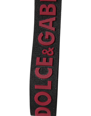 Dolce & Gabbana Black Red DG Logo Polyester Silver Men Keychain Keyring