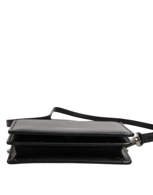 Dolce & Gabbana Black Leather Bifold Card Holder Crossbody Men Borse Bag
