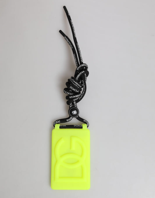Dolce & Gabbana Yellow Green Rubber DG Embossed Adjustable Badge Holder