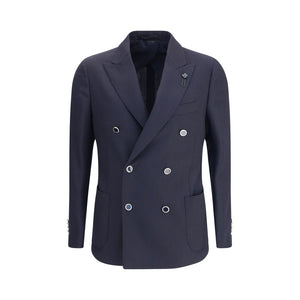 Lardini Blue Fleece Wool Blazer