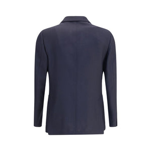 Lardini Blue Fleece Wool Blazer