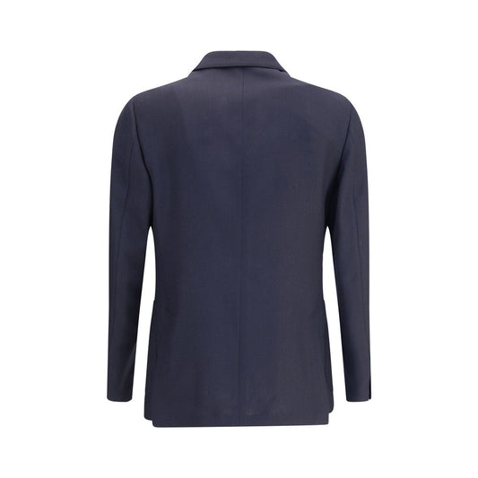 Lardini Blue Fleece Wool Blazer