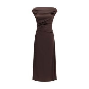 Staud Brown Silk Cocktail Dress