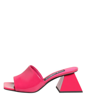 Dolce & Gabbana Pink Open Toe Block Heel Mules Sandals Shoes