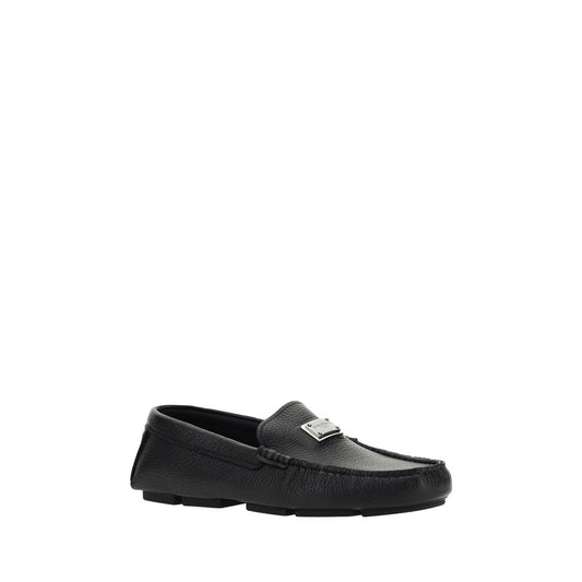 Dolce & Gabbana Black Rubber Slip-On Loafers