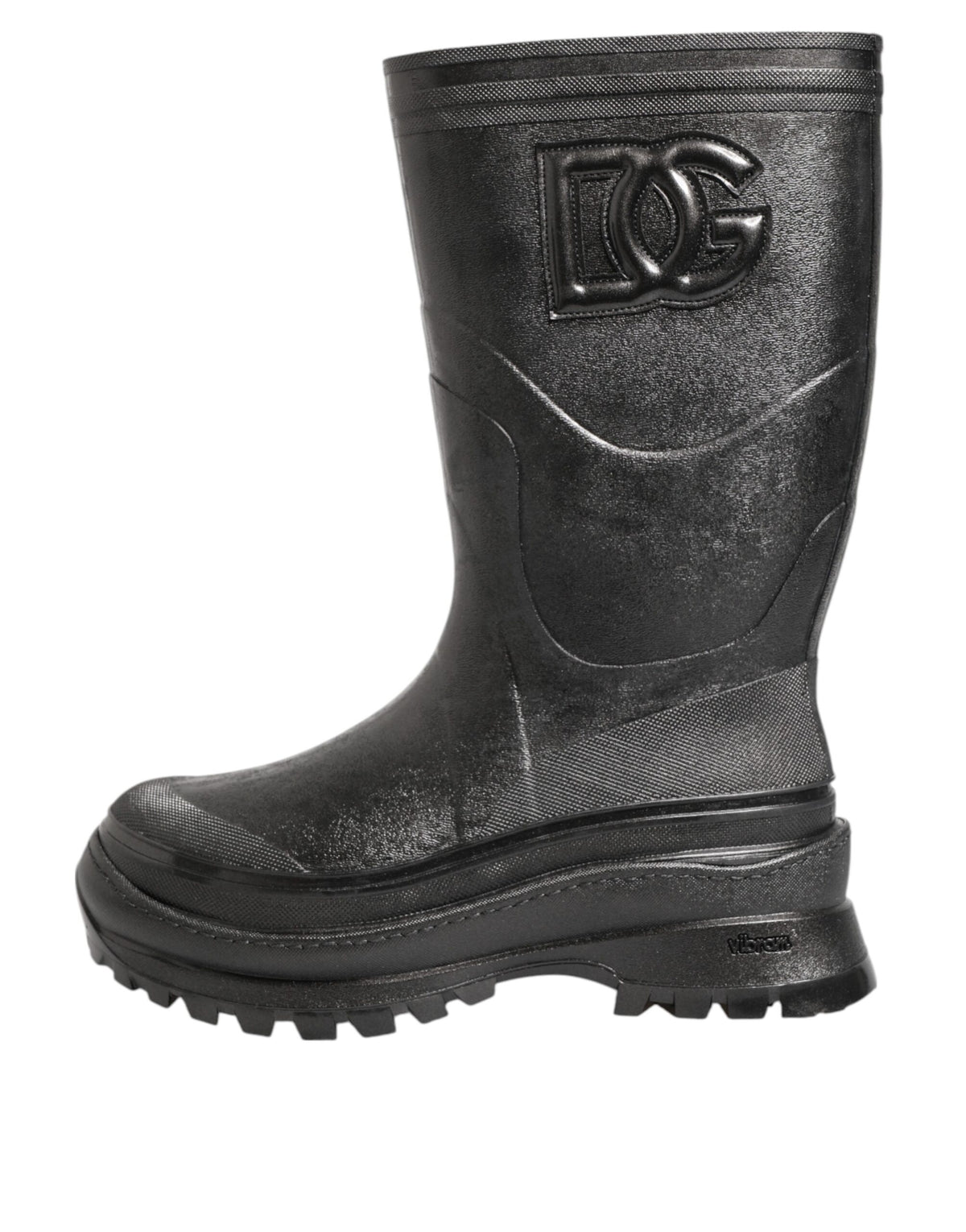 Dolce & Gabbana Metallic Black Pull On Rain Boots Men Shoes