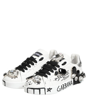 Dolce & Gabbana White Portofino Crystal Sneakers  Shoes