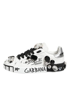 Dolce & Gabbana White Portofino Crystal Sneakers  Shoes