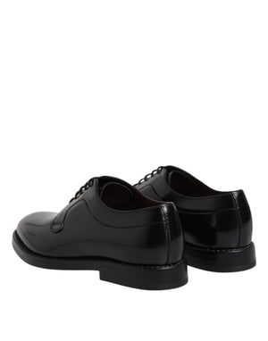 Dolce & Gabbana Black Calf Leather Lace Up Dress Shoes