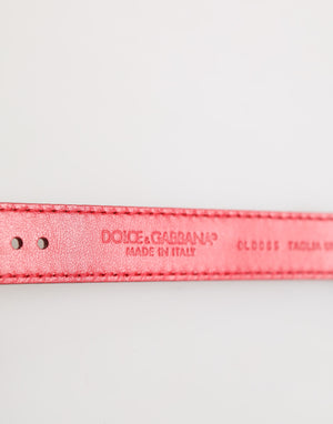 Dolce & Gabbana Red Exotic Leather Gold Tone Metal Buckle Women Armband