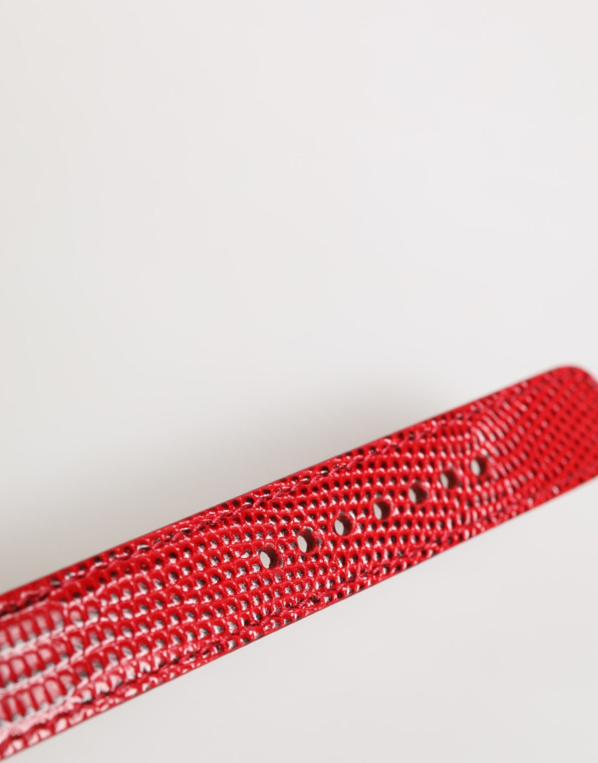 Dolce & Gabbana Red Exotic Leather Gold Tone Metal Buckle Women Armband