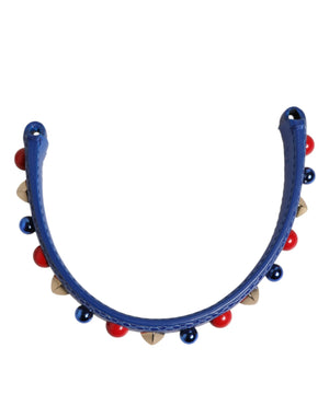 Dolce & Gabbana Blue Embellished Leather Bag Handle Women Shoulder Strap