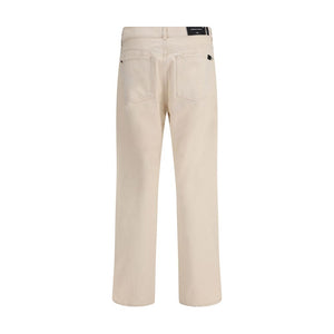 7FOR Beige Cotton Straight-Leg Jeans