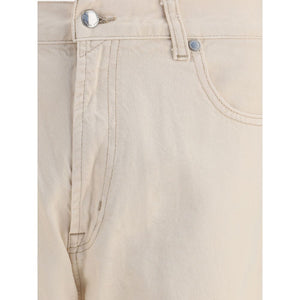 7FOR Beige Cotton Straight-Leg Jeans