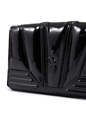 Ferrari Black GT patent leather bag with chain