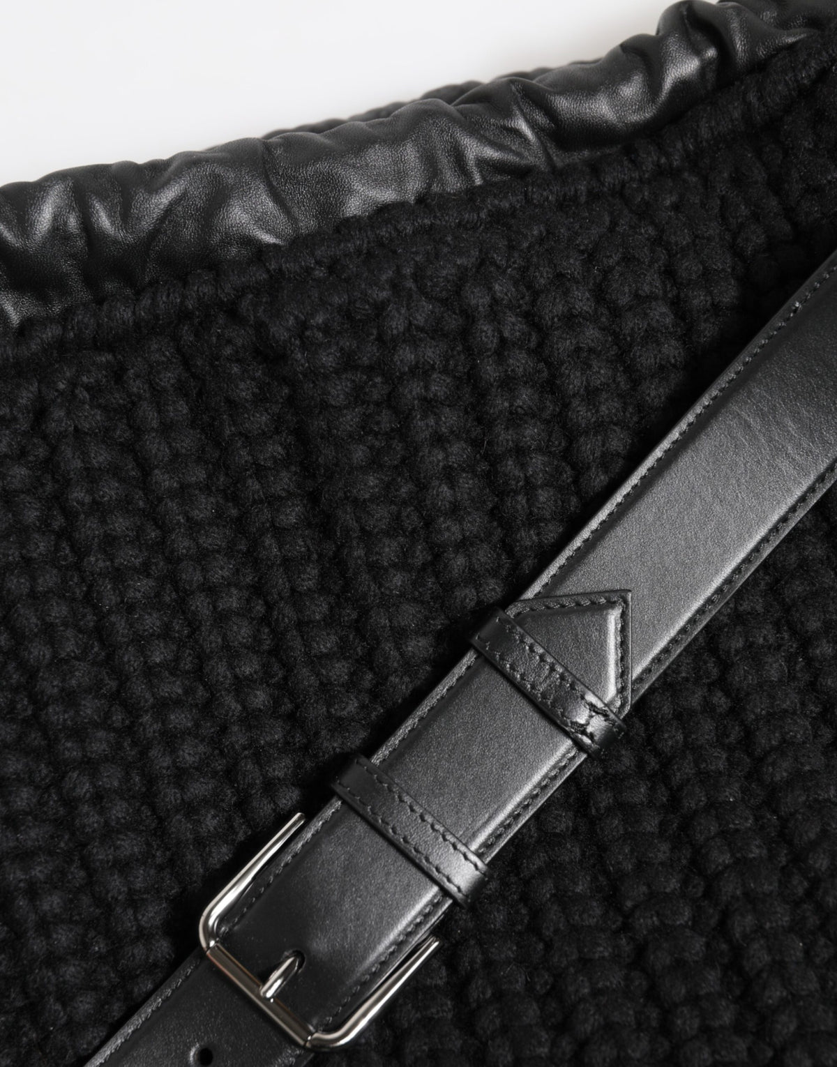 Dolce & Gabbana Black Cashmere Knitted Leather Shoulder Women Borse Bag