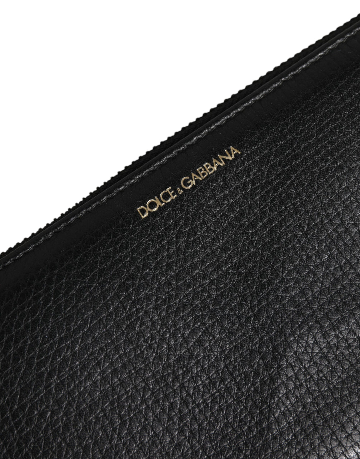 Dolce & Gabbana Black Calfskin Leather Logo Zip Around Continental Wallet