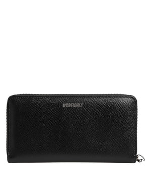 Dolce & Gabbana Black Leather #DGFAMILY Zipper Continental Mens Wallet