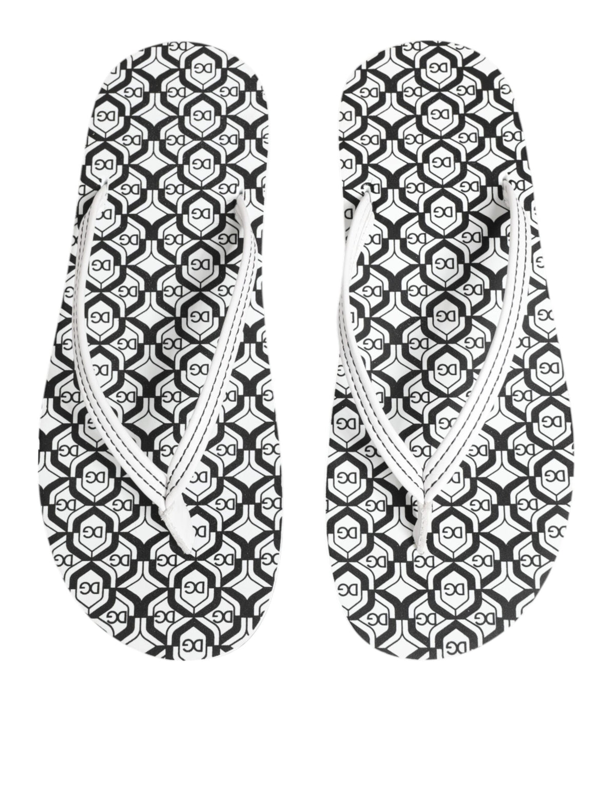 Dolce & Gabbana Black White Logo Beachwear Flats Slipper Shoes