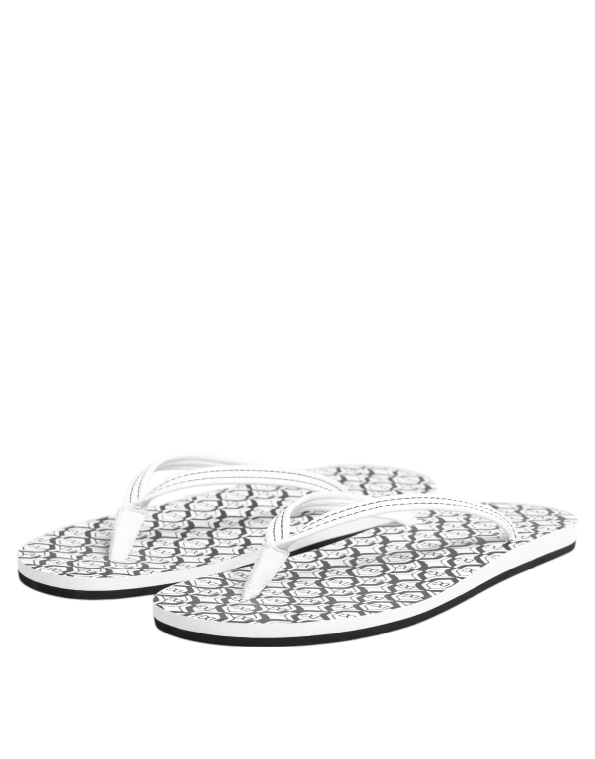 Dolce & Gabbana Black White Logo Beachwear Flats Slipper Shoes