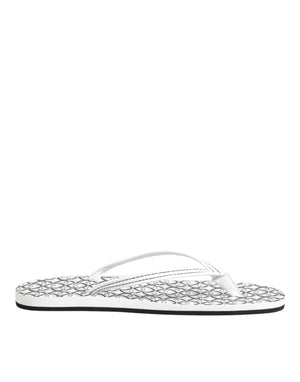 Dolce & Gabbana Black White Logo Beachwear Flats Slipper Shoes