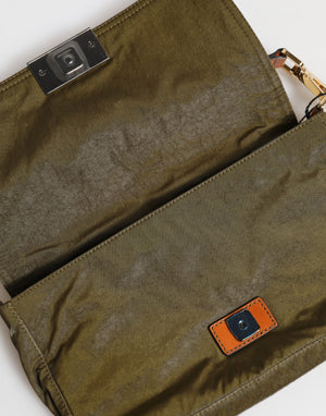 Dolce & Gabbana Dark Green Nylon Logo Plaque Shoulder Strap Borse Bag