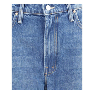 Mother Denim Blue Cotton Cropped Jeans