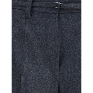 Brunello Cucinelli Gray Fleece Wool Casual Pants