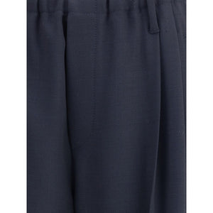 Brunello Cucinelli Gray Fleece Wool Casual Pants