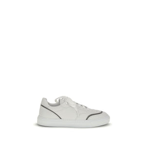 Brunello Cucinelli White Calf Leather Bos Taurus Low Top Sneakers