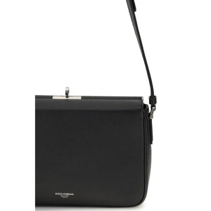 Dolce & Gabbana Black Calf Leather Bos Taurus Shoulder Bag