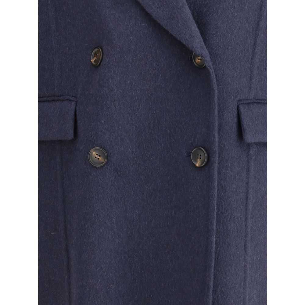 Brunello Cucinelli Blue Cashmere Coat