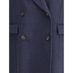 Brunello Cucinelli Blue Cashmere Coat
