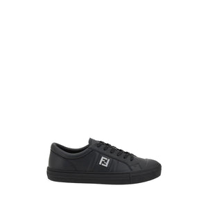 Fendi Black Calf Leather Bos Taurus Athletic Sneakers