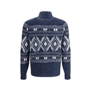 Brunello Cucinelli Blue Alpaca Vicugna Pacos Cardigan