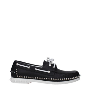 Christian Louboutin Black Leather Slip-On Loafers